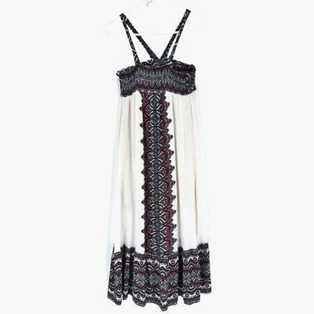 Xhilaration Sun Dress Medium Midi Tank Top Sleeveless Gauze Linen Boho Beach